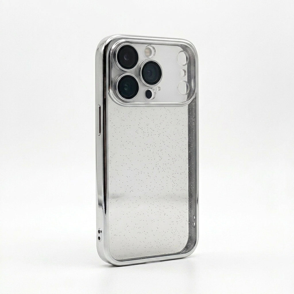 Coque iPhone argenté scintillante