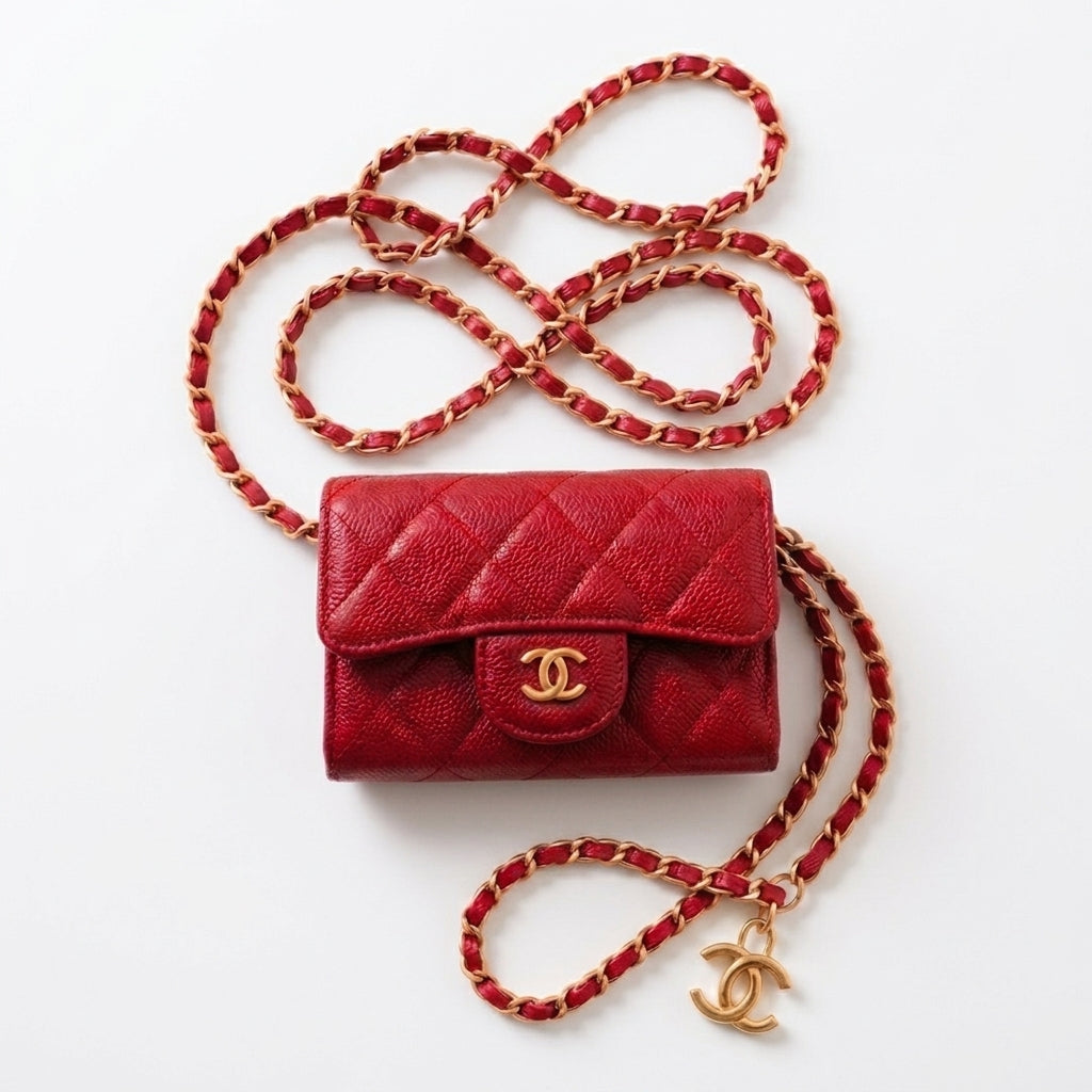 Mini sac cc bordeaux (doré)