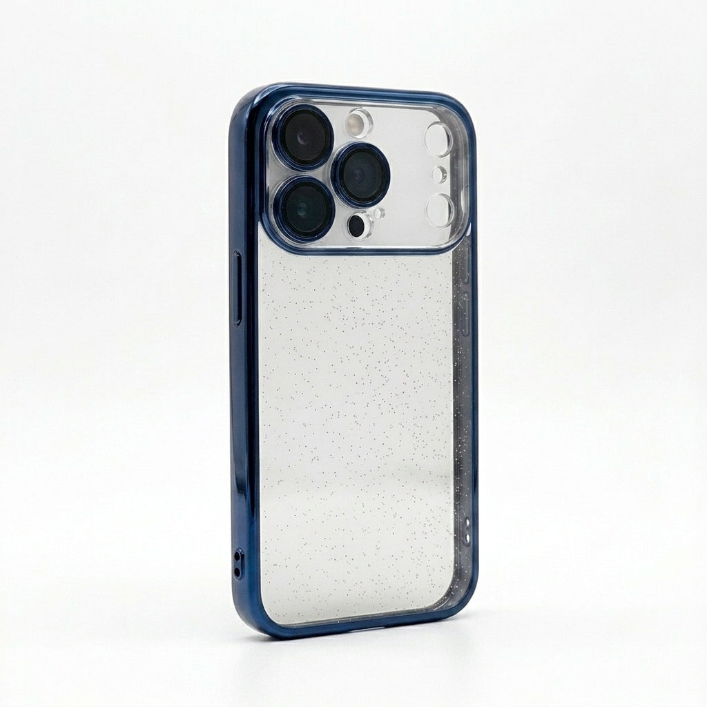 Coque iPhone bleu scintillante