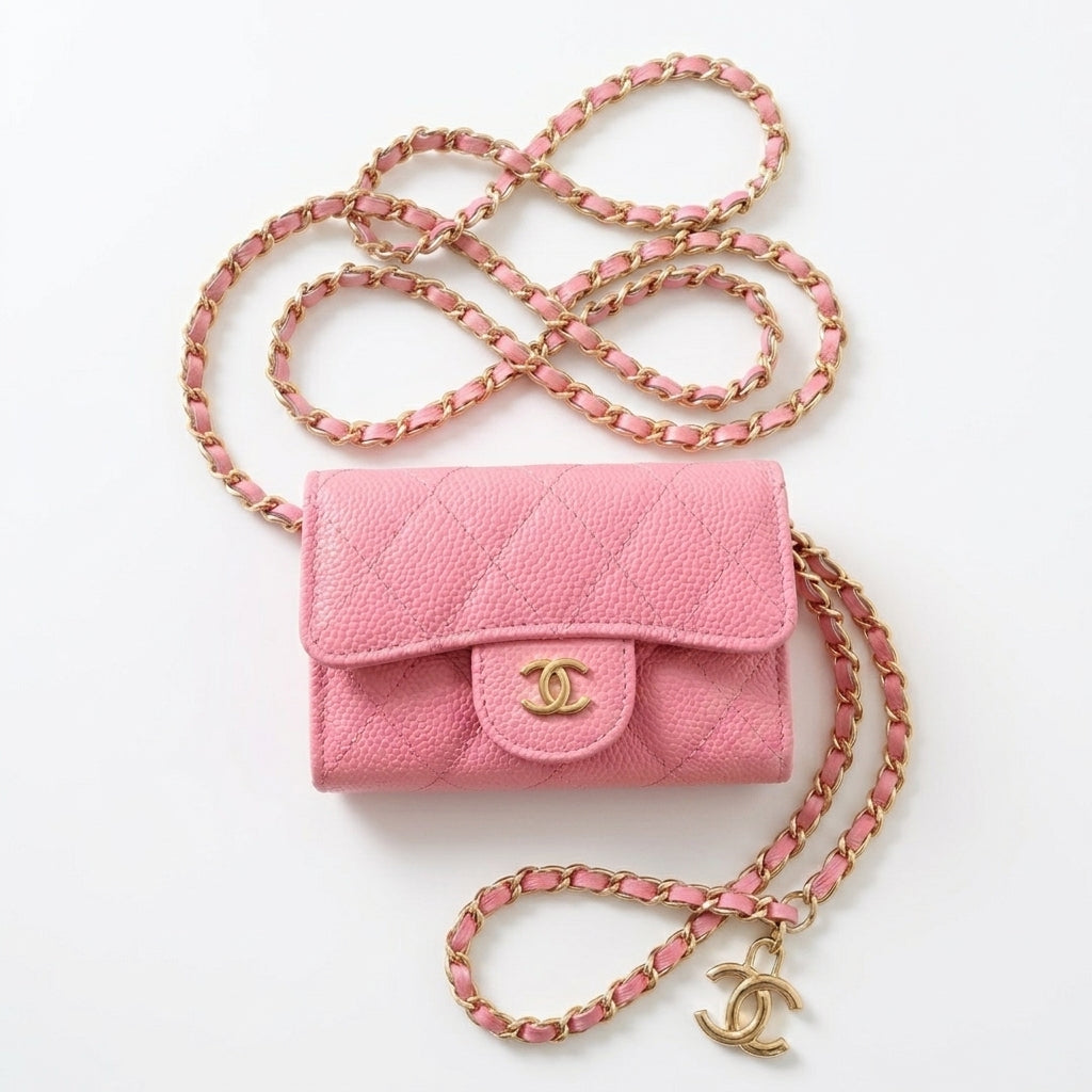 Mini sac cc rose (doré)