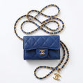 Mini sac cc bleu marine (doré)