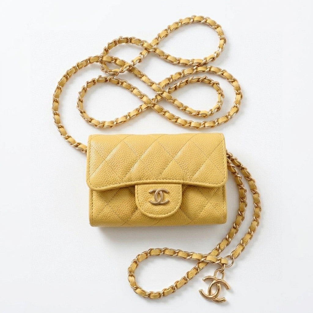 Mini sac cc jaune (doré)