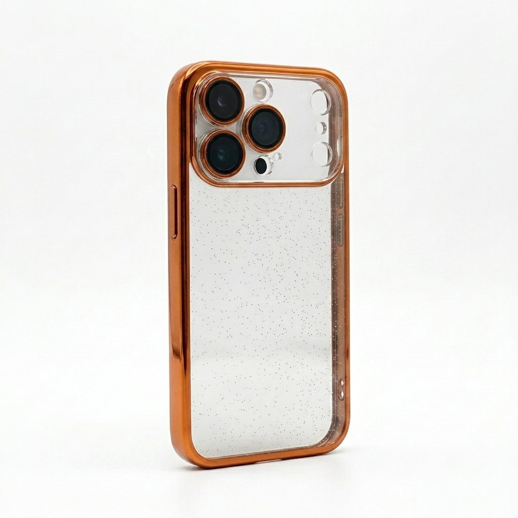 Coque iPhone orange scintillante